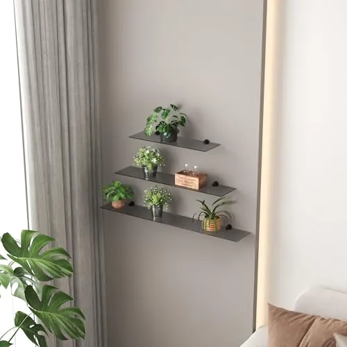 Euro Tische Glasregal Wandregal - Grau, 6mm Sicherheitsglas - Badezimmerablagen & -regale: Hochwertiges 6mm Sicherheitsglas mit geschliffenen Kanten, belastbar bis 8 kg, ideal für Badezimmer oder Küche als praktische Ablage.