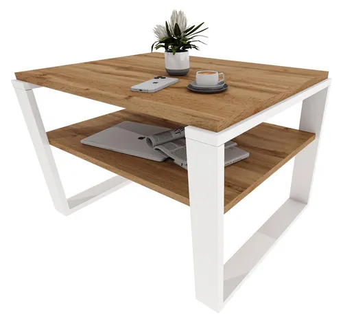 möbelkap Couchtisch 61×51 cm – Moderner Wohnzimmertisch aus Holzwerkstoff mit Ablagefläche - Vielseitiger Couchtisch 61×51 cm aus hochwertigem Holzwerkstoff – ideal für Wohnzimmer oder Büro. Praktische Ablagefläche sorgt für Ordnung und ein aufgeräumtes Ambiente. Stabil und langlebig mit zeitlosem Design in Eiche Wotan/Weiß.