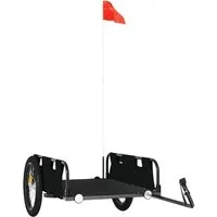 vidaXL Fahrradanhänger – Lastenanhänger mit Reflektoren und Flagge - Fahrradanhänger aus robustem pulverbeschichtetem Eisen und wasserabweisendem Oxford-Gewebe, ideal für sicheres und vielseitiges Transportieren von Gepäck, Pflanzen oder Lebensmitteln.