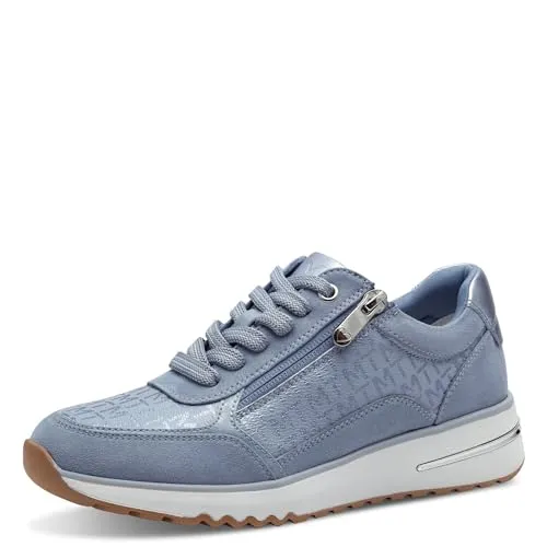 MARCO TOZZI Damen Sneaker flach mit Reißverschluss Freizeit, Blau (Polar Comb), 38 EU