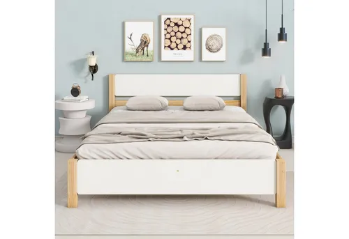 Flieks Holzbett 140x200cm - Jugendbett aus robustem Naturholz mit 15-fachem Lattenrost für optimalen Schlafkomfort. Ideal als Doppelbett oder Tagesbett, passt perfekt in jedes Interieur.