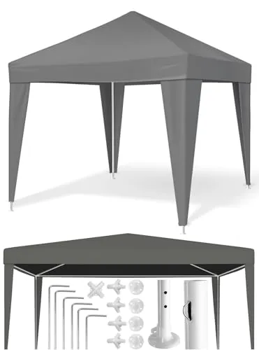 MalTec Gartenzelt Pavillon Kommerzielles Dach Gartenpavillon 3x3m GRAU, Stahl, Höhe 190cm Wasserdicht solid robus