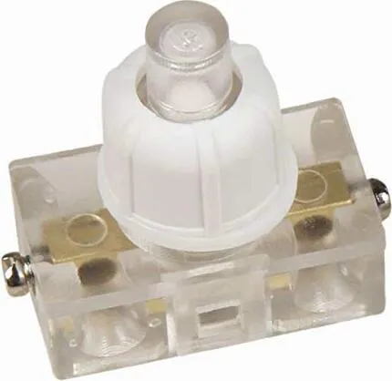 Einbau Druckschalter mit Schraubkontakten für Lampen und Geräte 250V 2A transparent-weiß
