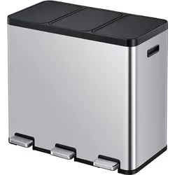 EKO Essential 1 Recycler Treteimer - Müll- & Abfalleimer mit 3 x 20 L Inneneimern, fingerabdruckfreier Edelstahl-Oberfläche und Stay-Open-Funktion für einfaches Reinigen und Mülltrennung.