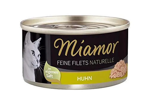 MIAMOR - Feine Filets Naturelle Nassfutter für Katzen, 63% Filetfleisch, fettarm und magenschonend für empfindliche Tiere