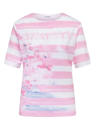 Rabe T-Shirt Gedruckter Ringel in Rosa für Damen - T-Shirt für Damen mit floralem Print, ideal für einen frischen Look. Hergestellt aus einer bequemen Baumwoll-Elasthan Mischung für optimalen Tragekomfort.