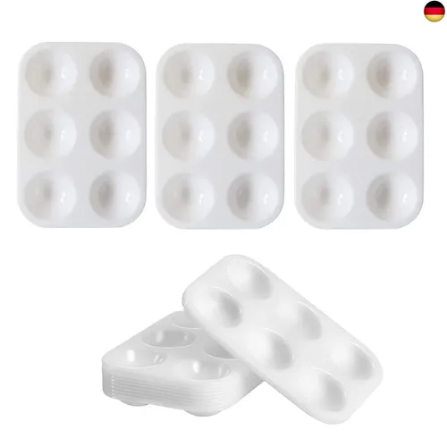 Stück Mischpalette aus Kunststoff,Malerei 6 Wells Rechteckig,Malpalette Aquarell Palette für Kinder Künstler Weiß 8.8x12.5cm 10