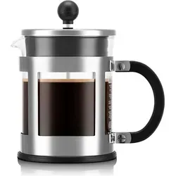 Bodum French Press Kanne 0,5 L - French Press für aromatischen Kaffee, aus hitzebeständigem Borosilikatglas mit Edelstahlkolben für perfektes Aroma und einfache Reinigung.