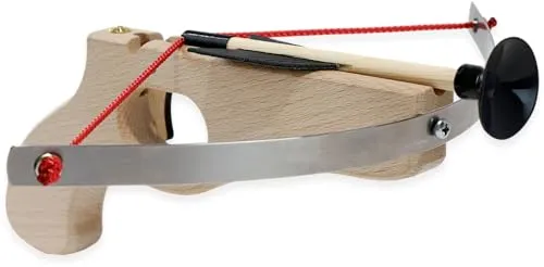 Produktbild BestSaller 1268 Holz Hand-Armbrust Mini mit Federstahlbogen ca. 30 cm, inklusive 3 Bolzen, Natur, 4-teilig (1 Set)