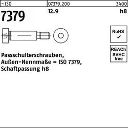 Pass-Schulterschraube M10 x 12mm, ISO 7379 - Hochwertige Pass-Schulterschraube aus Stahl 12.9 mit Innensechskant, ideal für präzise Anwendungen in der Metallverarbeitung.
