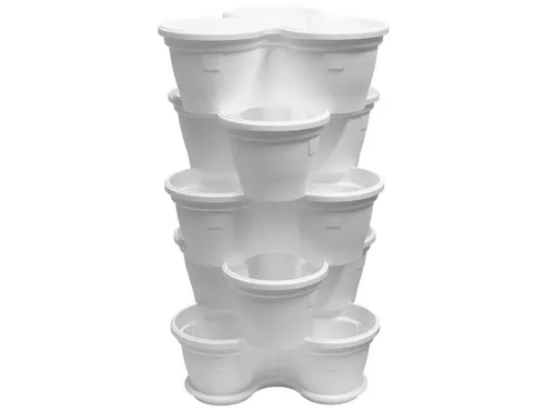 Engelland Blumenständer Säulentopf - Hochbeet & Kräuterbeet (Vorteils-Set, 5 St.) - Blumenständer aus robustem, UV-beständigem Kunststoff, stapelbar und platzsparend. Ideal für kreative Gartenideen oder den Balkon!