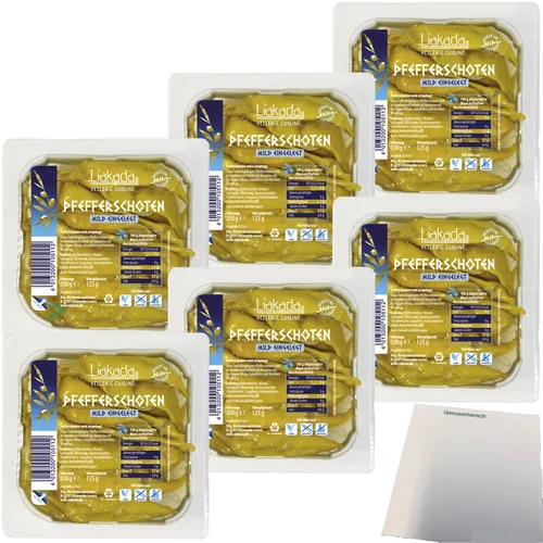 Liakada Pfefferschoten mild eingelegt 6er Pack 6x125g Packung usy Block