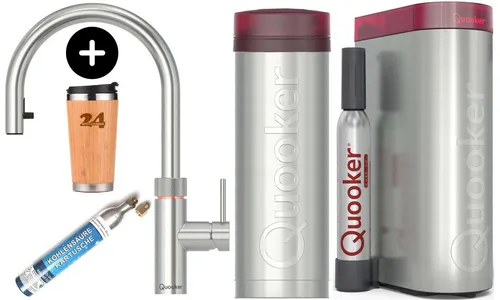 QUOOKER FLEX Zugauslauf Edelstahl VAQ PRO3 mit CUBE 2 – 100°C Kochendwasserhahn