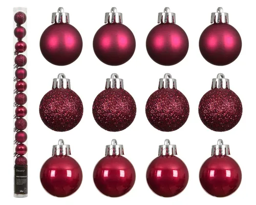 Kaemingk Weihnachtsbaumkugel, Weihnachtskugeln Kunststoff 3cm 14er Set - Festlich Rosa