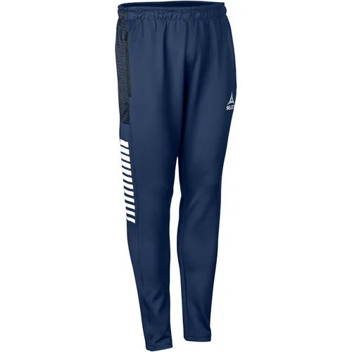 SELECT Monaco Trainingshose Regular v24, Gr.10, navy weiss - Bequeme SELECT Monaco Trainingshose Regular V24 aus atmungsaktivem Material. Ideal für Sportler, mit elastischem Bund und Kordelzug für individuelle Anpassung. Zwei Reißverschlusstaschen sorgen für sichere Aufbewahrung.