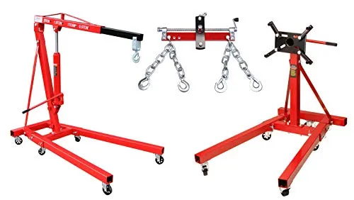 otgerlensker products Motorständer Motorhalter 900 KG + Motorkran mit Haken + Motorheber 680 kg