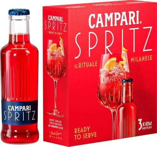 Campari Spritz servierfertig | 3 × 0,175 l | Fertig gemixt | Italienischer Aperitif Klassiker | Perfekter Drink für spontane Anlässe, After Work