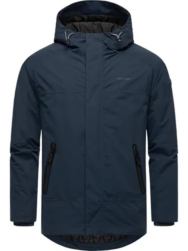 Ragwear Herren warme kurze Winterjacke wasserdicht und atmungsaktiv mit Kapuze Hatar Navy24 Gr. 3XL