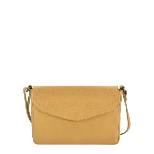 Greenburry Leder Umhängetasche - Stylische Schultertasche in Gelb - Damentaschen: Hochwertige Leder-Umhängetasche mit praktischem Überschlag und Reißverschluss für sicheren Stauraum, ideal für den Alltag.