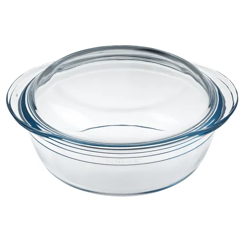 Glasbräter Auflaufform Backform Bräter Glaskochgeschirr mit Deckel Rund 3,2 L