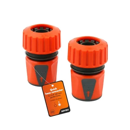 Mivos 2 x Schnellverbinder für 3/4 Zoll (20 mm) Wasser-Schlauch - Schlauchkupplung für 3/4