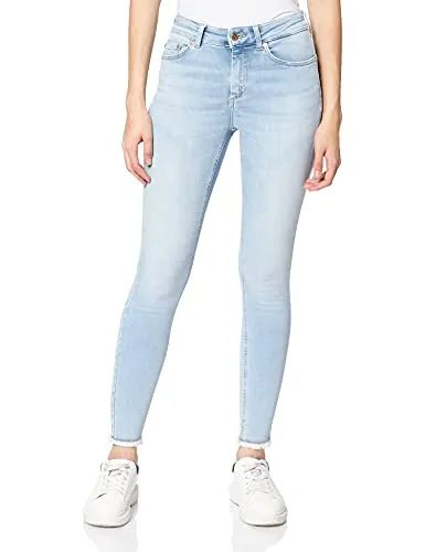 Only Damen Jeans ONLBLUSH LIFE MID SK RAW AK REA298 - Skinny Fit in Blau - Jeans, Skinny Fit mit Reißverschluss und mittlerer Leibhöhe für perfekten Sitz. Ideal für jede Körperform und vielseitig kombinierbar für einen lässigen Freizeitlook.