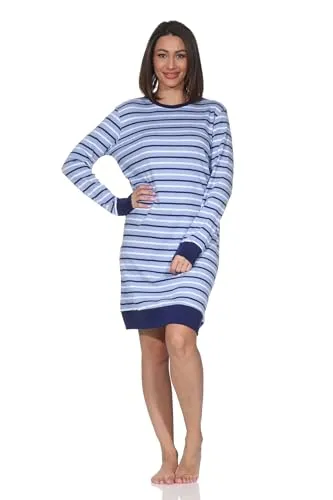 Normann Damen Langarm Nachthemd in Marine, Größe 48-50 von Normann