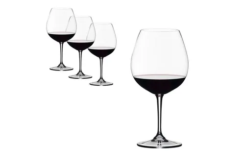 Riedel Vivant Pinot Noir Weinglas, 4 Stück - Rotweingläser-Set aus Kristallglas, ideal für Pinot Noir mit 750 ml Fassungsvermögen. Spülmaschinenfest, Handwäsche empfohlen. Perfektes Geschenk für Weinliebhaber.