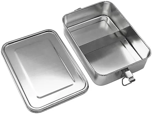 Rosenstein & Söhne Frühstücksbox: Edelstahl-Lunchbox mit Dichtungsring, spülmaschinenfest, 1.400 ml (Proviantdosen, Snackboxen, Wasserdichte Taschen)