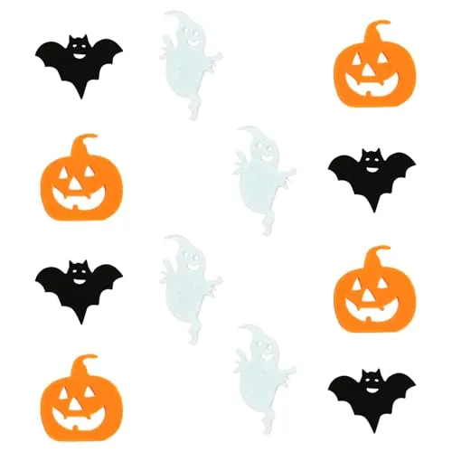 Oblique Unique® Halloween Filz Konfetti Set Orange Weiß Schwarz Tischdeko Halloween Grusel Party Fasching Motto Party Basteln