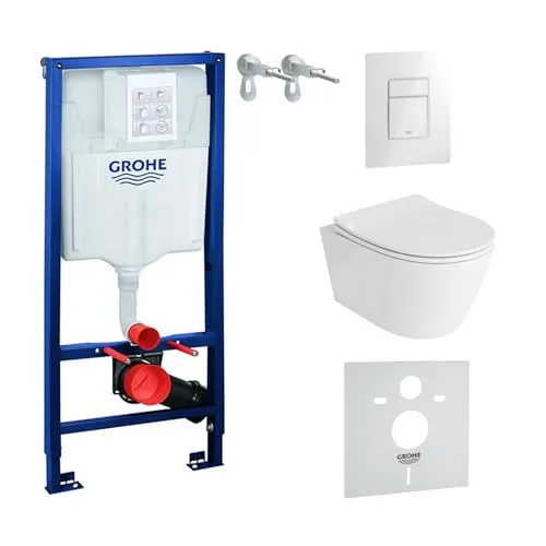 LAVITA Vorwandelement Solido + Wand Hänge WC Praia Weiß Spülrandlos - Sanitäranlagen & Zubehör mit langlebiger Konstruktion, einfache Installation und hygienischem, spülrandlosem Design für optimale Reinigung.