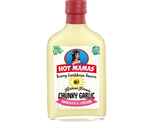 HOT MAMAS Saucen, HOT MAMAS Sunny Caribbean Chunky Garlic Sauce Knoblauchsoße 195ml