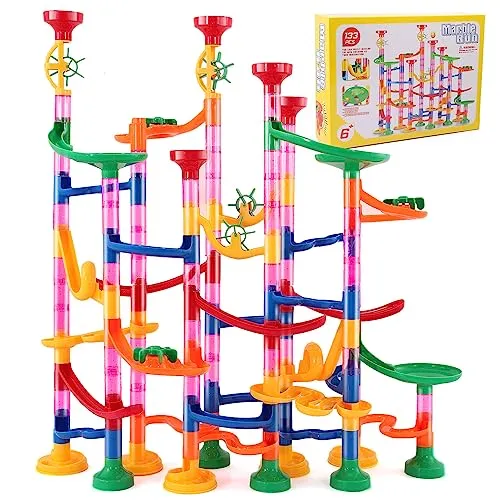 Stück Murmelbahn Spielzeug,Mehrfarbige Marble Run Set, Kugelbahn Lernspielzeug Konstruktionspielzeug für Kinder Mädchen Jungen,Murmelbahn ab 3 Jahren(103 Durchscheinende Bahnelemente + 30 Murmeln) 133