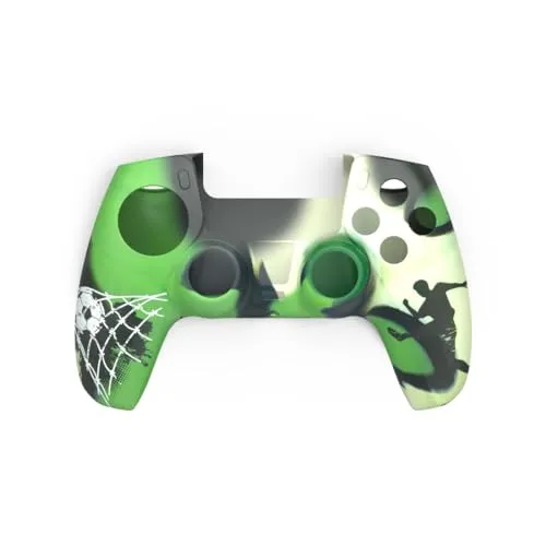 Hama Controller-Hülle Silikon Zubehör Set für PS5 Controller, PlayStation 5 (Schutzhülle mit Thumbstick-Kappen, Trigger-Aufsätzen, Touchpad-Schutzfolie, Anti-Rutsch Silikon Case, Fußball)