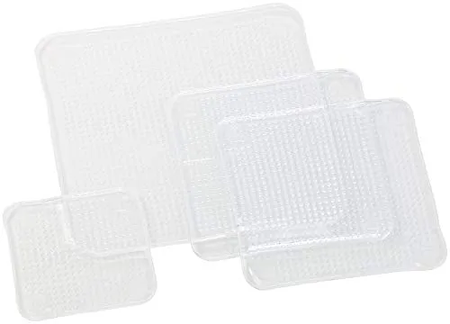 Rosenstein & Söhne Silikondeckel: 4er-Set wiederverwendbare Silikon-Frischhaltefolien, 3 Größen, dehnbar (Silikondeckel dehnbar, Silikon Abdeckung rechteckig, Frischhaltedosen)