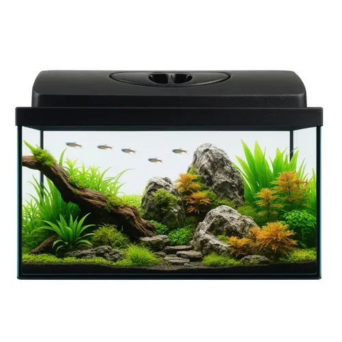 Aquarium rechteckig mit Abdeckung und LED Beleuchtung