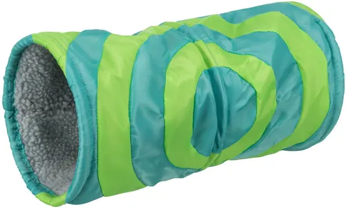 TRIXIE Kuscheltunnel für Meerschweinchen - 15 x 35 cm, türkis grün, aus strapazierfähigem Nylon mit Lammfell-Optik für gemütliche Rückzugsorte