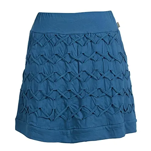 Vishes - Alternative Bekleidung - Kurzer Damen Rock aus Baumwolle zum Überziehen mit Gummibund türkis 34