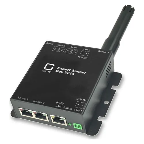 GUDE 72142 Expert LAN-Sensor für Temperatur und Luftfeuchte - Security Appliance zur Umgebungsüberwachung mit 100Mb LAN und einfacher Schienenmontage für maximale Flexibilität.