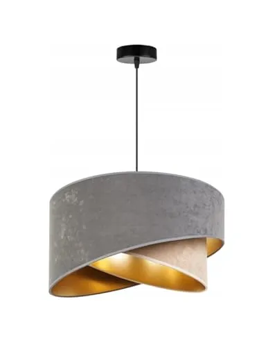 FKL DESIGN Home Deco Hängelampe Pendellampe Beige-Grau Beleuchtung 1-flamming E27 Hängeleuchte Pendelleuchte aus Serie N2355 (N2355-BG)