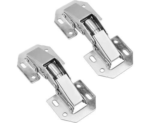 Hettich Aufschraubscharnier mit Feder - 90 Grad Scharnier ohne Topfbohrung - Schrank- und Möbelscharniere für alle Türen ohne Topfbohrung, ideal für Küchenschränke und Kleiderschränke. Mit automatischem Federscharnier für müheloses Öffnen und Schließen.