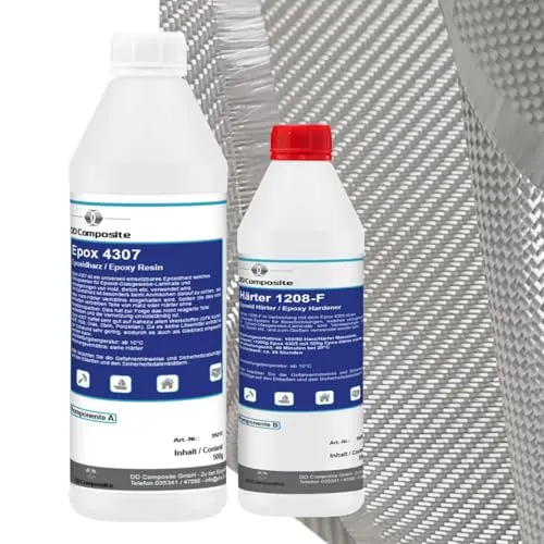 Epoxidharz 750g plus 1m² Glasfilamentgewebe 390g/m² Köper leicht formbares Gewebe zum Laminieren und Reparieren gute Haftung hohe Klebkraft