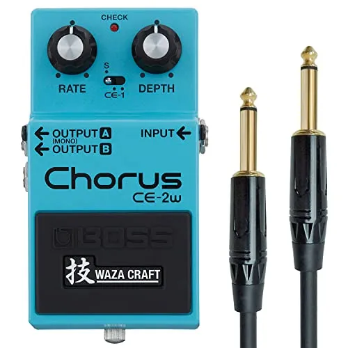 Boss CE-2W Waza Craft Chorus Pedal - Premium Chorus Effektgerät für Gitarren mit 3 Modi (CE-2, CE-1 Chorus, CE-1 Vibrato) für vielseitige Klänge. Hergestellt in Japan mit hochwertigen analogen Komponenten für den legendären 80er Jahre Sound.