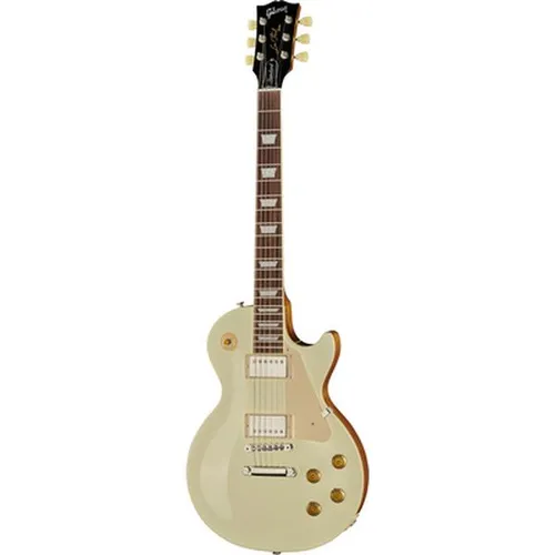 Gibson Les Paul Standard '50s Classic White - Traditionelle E-Gitarre mit Mahagonikorpus und Ahorndecke. Ideal für Blues und Rock, ausgestattet mit Burstbucker Pickups für authentischen Vintage-Sound. Inklusive hochwertigem Gitarrenkoffer.