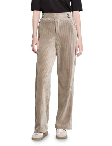 Street One Studio Straight Leg Cordhose tan Brown 42 - Damen-Hosen mit High Waist und Straight Legs, elastischem Bund und praktischen seitlichen Taschen für optimalen Komfort.