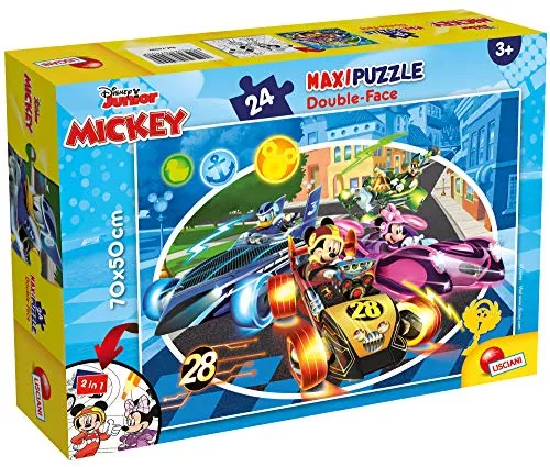 Liscianigiochi 74099 Disney Puzzle 2 in 1 Doppelseitig MAXIPUZZLE 24 Stück Mickey Maus