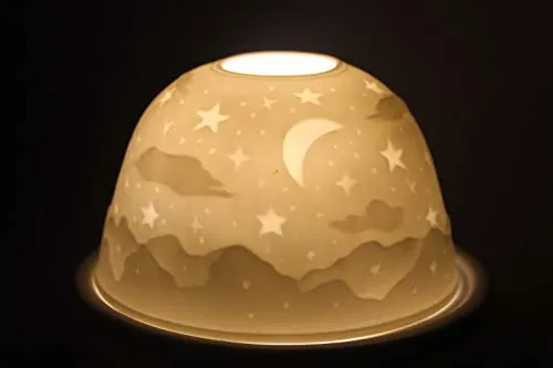 Erzgebirge Kerzenhalter 'Dome-Light' Sternenhimmel, Weiß, Porzellan, Glossy Finish, Casual Anlass, Tischplatte