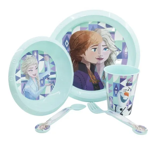 Stor Geschirr-Set Frozen Plastik Geschirr Set 5-Teile Kunststoffset für Kinder