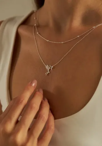 Einzelstück Charm-Kette Fairy Halskette mit Fee Anhänger 925 Sterling Silber