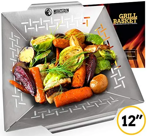 Mountain Grillers Grill Gemüsekorb - Gemüse Grillschale für Gemüse, Fleisch & Garnelen - geeignet für alle BBQ Grills & Smoker - Edelstahl